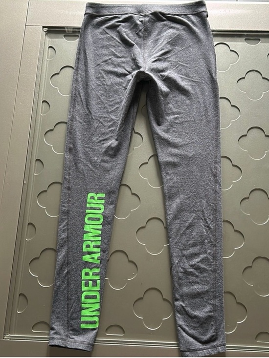 Under Armour Pants - UNDER ARMOUR Gray Leggings Yoga Pants Fold Over Logo Waist Womens Size Small